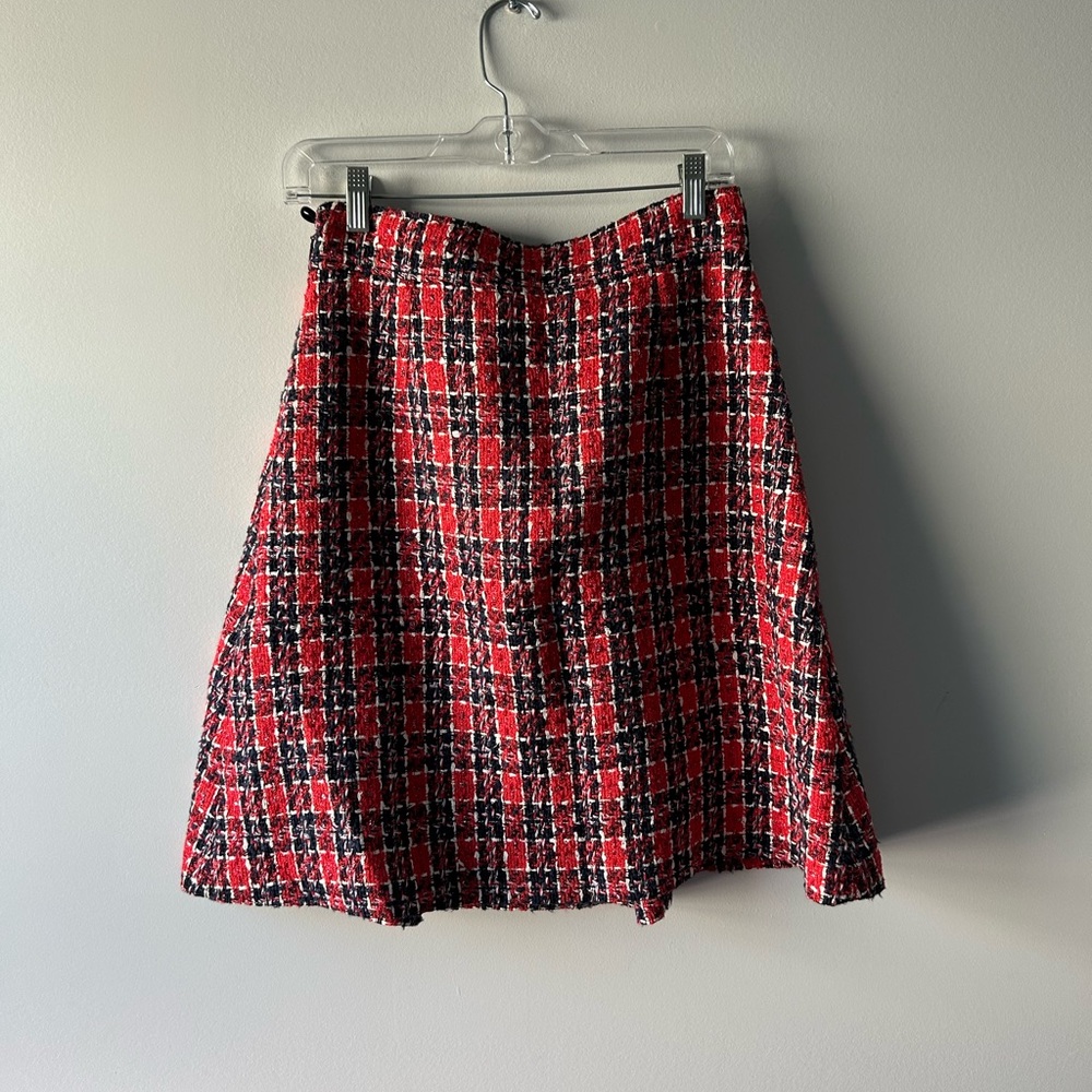 Gucci red and navy tiger button tweed skirt - Picture 4 of 6